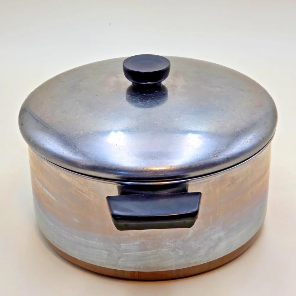 1801 Revere Ware 4 1/2 Quart -98 C Stockpot Copper Bottom Stainless Steel USA